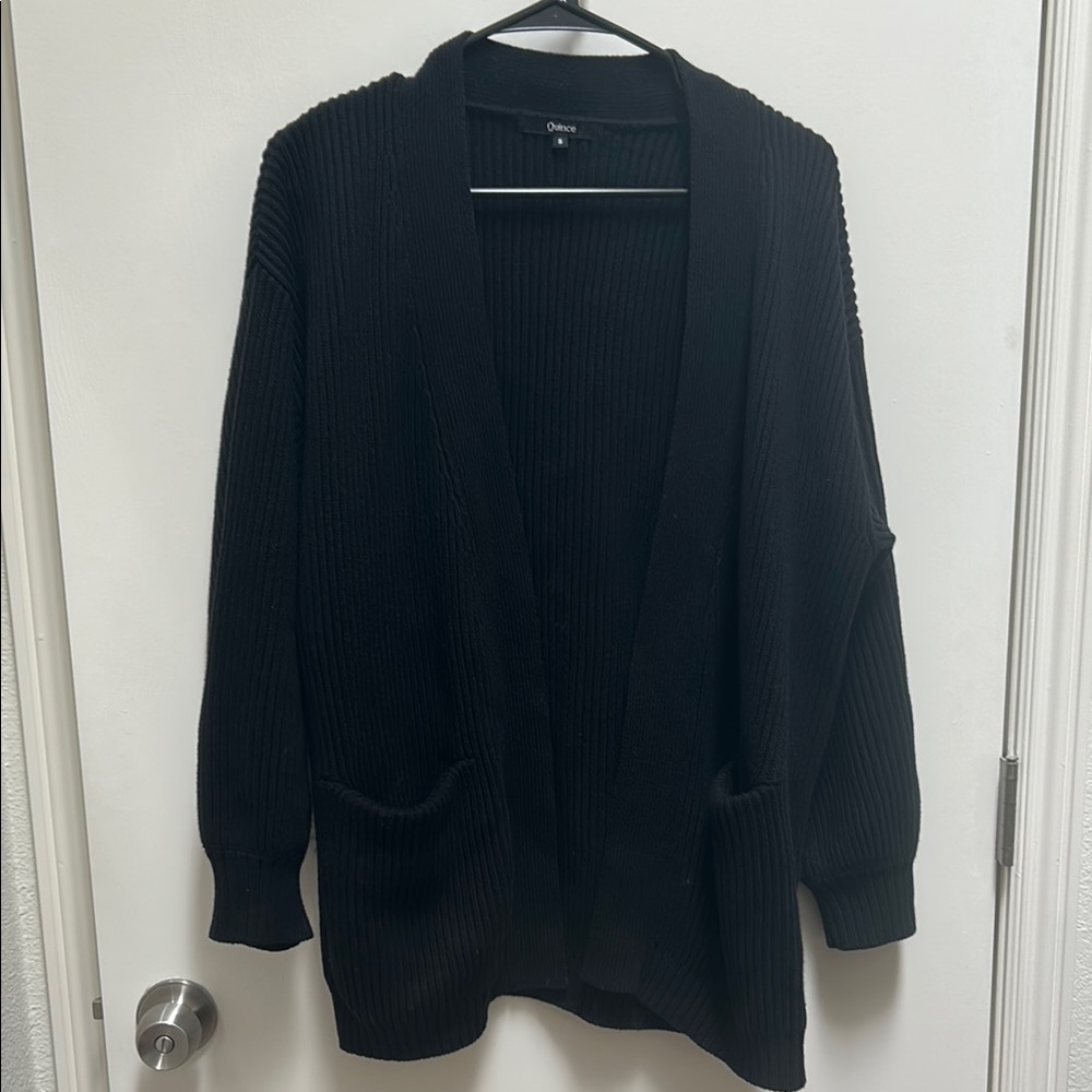 Quince 100% Organic Cotton Oversized Cardigan - Small, Black